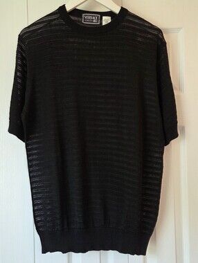 Versace Classic V2 Open Knit Black Short Sleeve Shirt